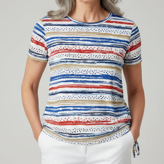 N TOUCH SHORT SLEEVE RED/WHITE/BLUE TOP