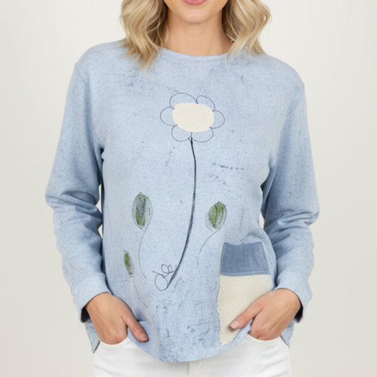 KUNKY'S HANDPAINTED FLOWER SWEATSHIRT
