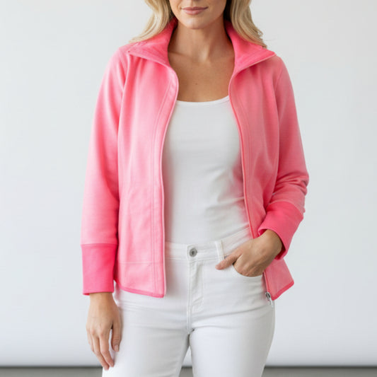 LU LU B POPULAR REVERSIBLE JACKET IN CLEAR PINK