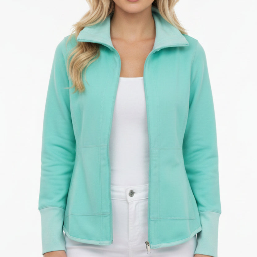 LU LU B REVERSIBLE POPULAR JACKET IN CLEAR SEA FOAM