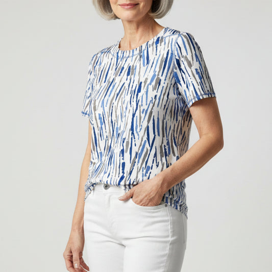 LINKS SHORT SLEEVE WHITE/BLUE/GRAY SHORT SLEEVE TOP