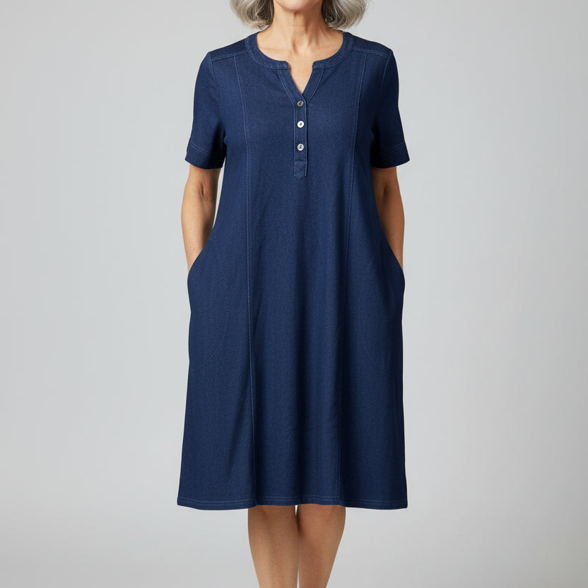 LINKS DENIM LOOK KNIT DRESS