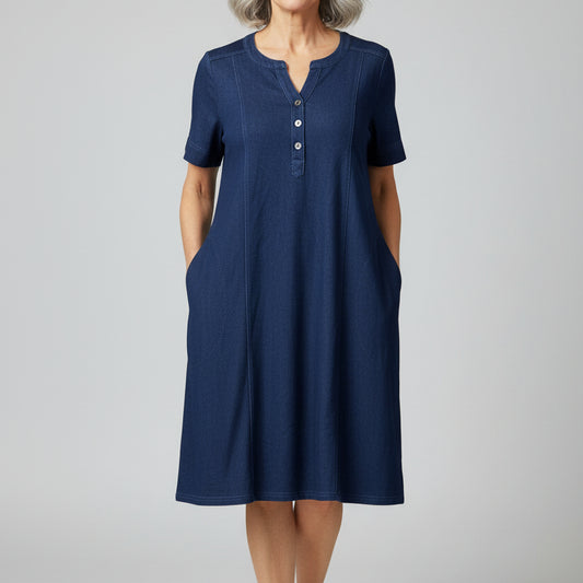 LINKS DENIM LOOK KNIT DRESS