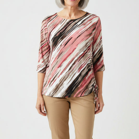 LINKS CORA/WHITE/TAN SIDE TIE TOP