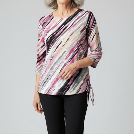 LINKS ROSE/CREAM/TAN SIDE TIE DETAIL TOP