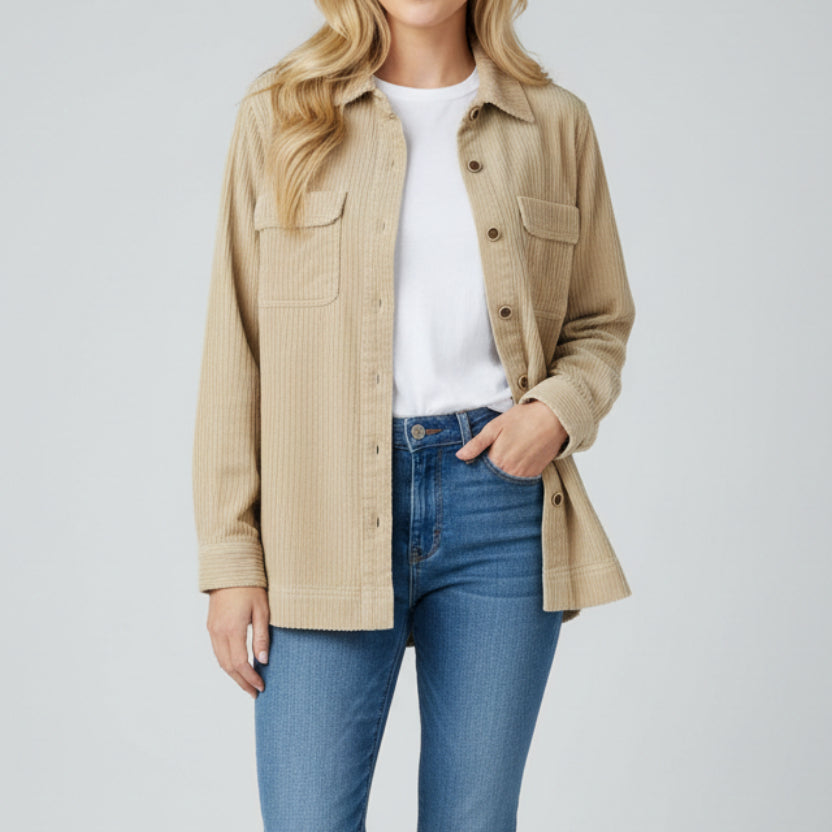 NORTH RIVER TAUPE LIGHT WEIGHT BUTTON UP JACKET