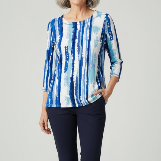 LINKS BLUE TONES PRINT TOP