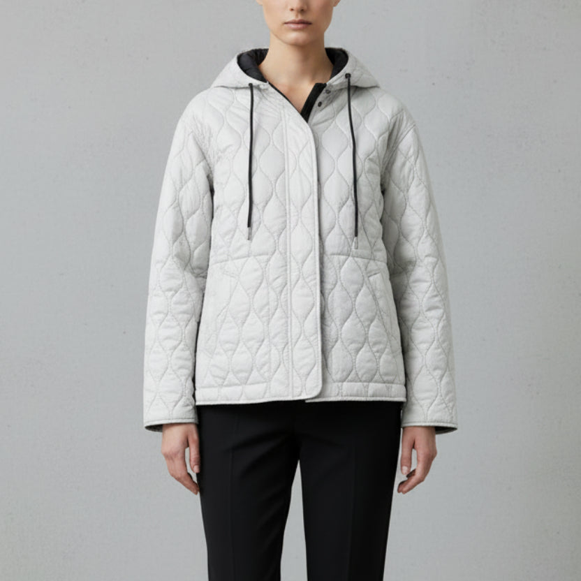CREATION PARCHMENT/BLACK REVERSIBLE QUILTED LIGHT JACKET