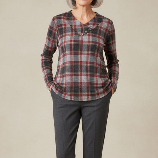 SOUTHERN LADY PLAID BLACK/RED/GREEN TOP