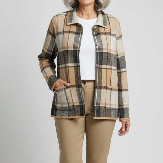 N TOUCH PLAID BUTTON UP CARDIGAN