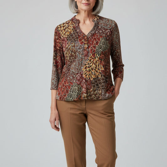 SOUTHERN LADY BROWN MIX PRINT TOP