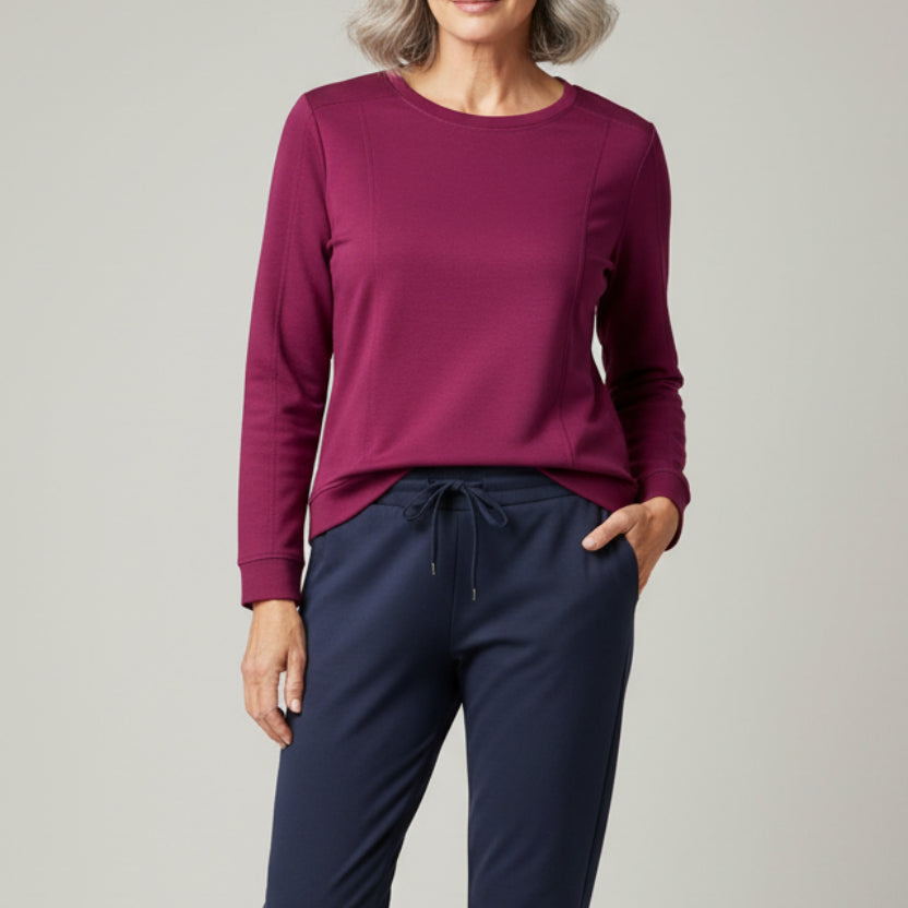 N TOUCH ATHLEISURE TOP IN BURGUNDY