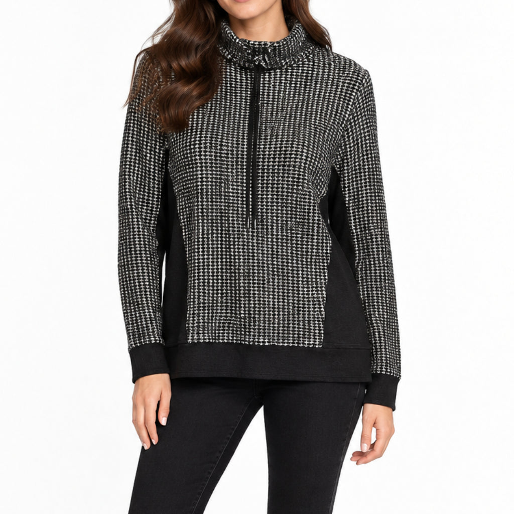 WILD PALMS BLACK/PEARL PATTERN TOP