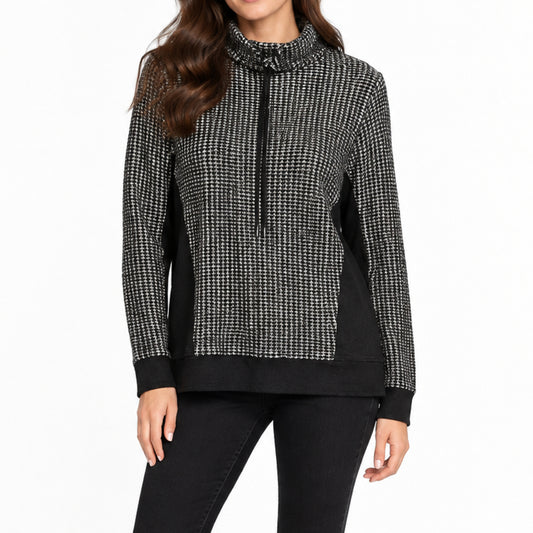 WILD PALMS BLACK/PEARL PATTERN TOP