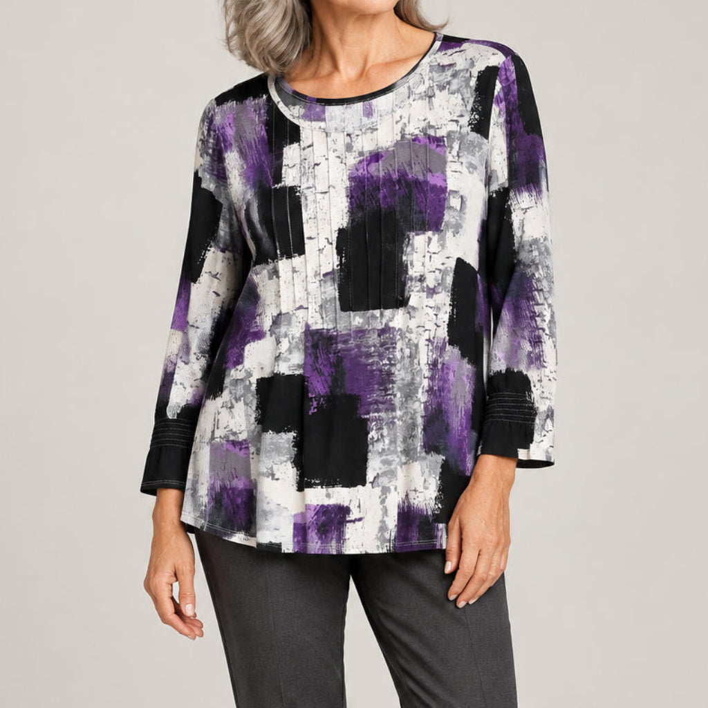 N TOUCH PURPLE/GRAY/BLACK/CREAM TOP
