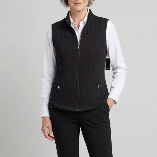 LINKS BLACK CABLE KNIT VEST