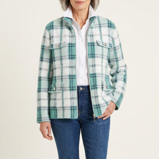 N TOUCH ZIP UP PLAID SWEATER JACKET