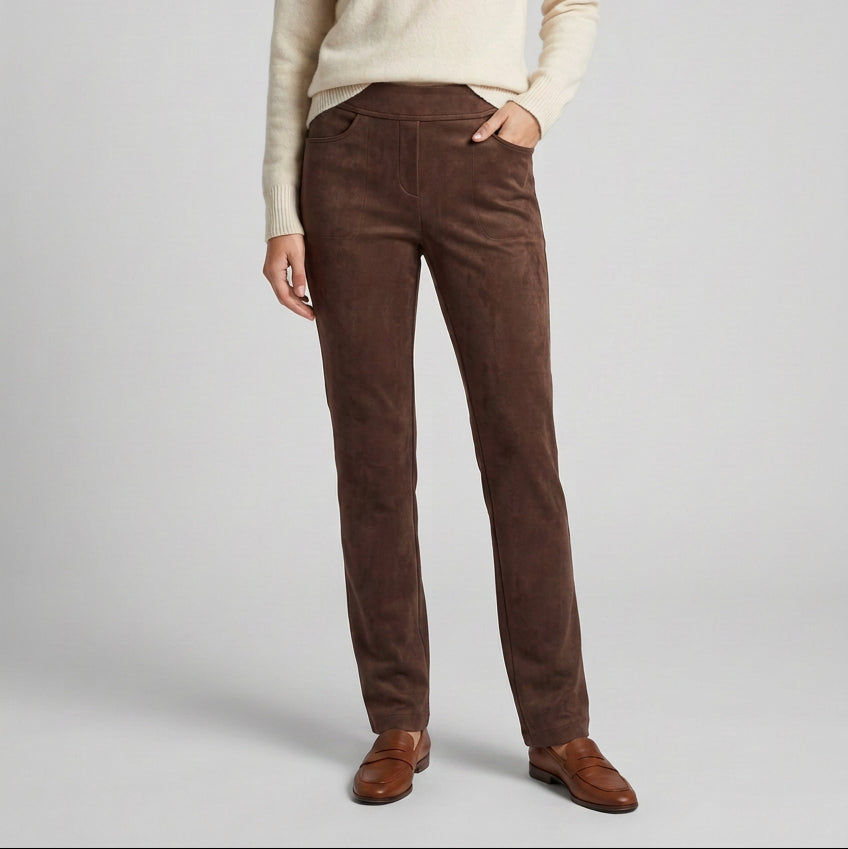 SOFT WORKS CHOCOLATE  FAUX SUEDE  PANTS