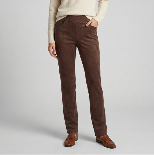 SOFT WORKS CHOCOLATE  FAUX SUEDE  PANTS