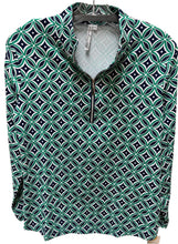 Load image into Gallery viewer, LU LU B GREEN/WHITE/NAVY PRINT QUARTER ZIP
