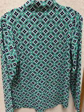 Load image into Gallery viewer, LU LU B GREEN/WHITE/NAVY PRINT QUARTER ZIP
