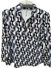 Load image into Gallery viewer, LU LU B TAN/WHITE/NAVY PRINT QUARTER ZIP
