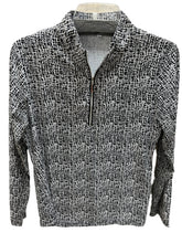 Load image into Gallery viewer, BEACH TIME BY LU LU B BLACK/WHITE PRINT QUARTER ZIP
