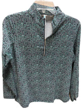 Load image into Gallery viewer, BEACH TIME BY LU LU B NAVY/GREEN PRINT QUARTER ZIP
