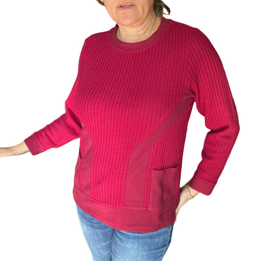 INSPIRED BY WILD PALMS WAFFLE KNIT TOP IN BERRY