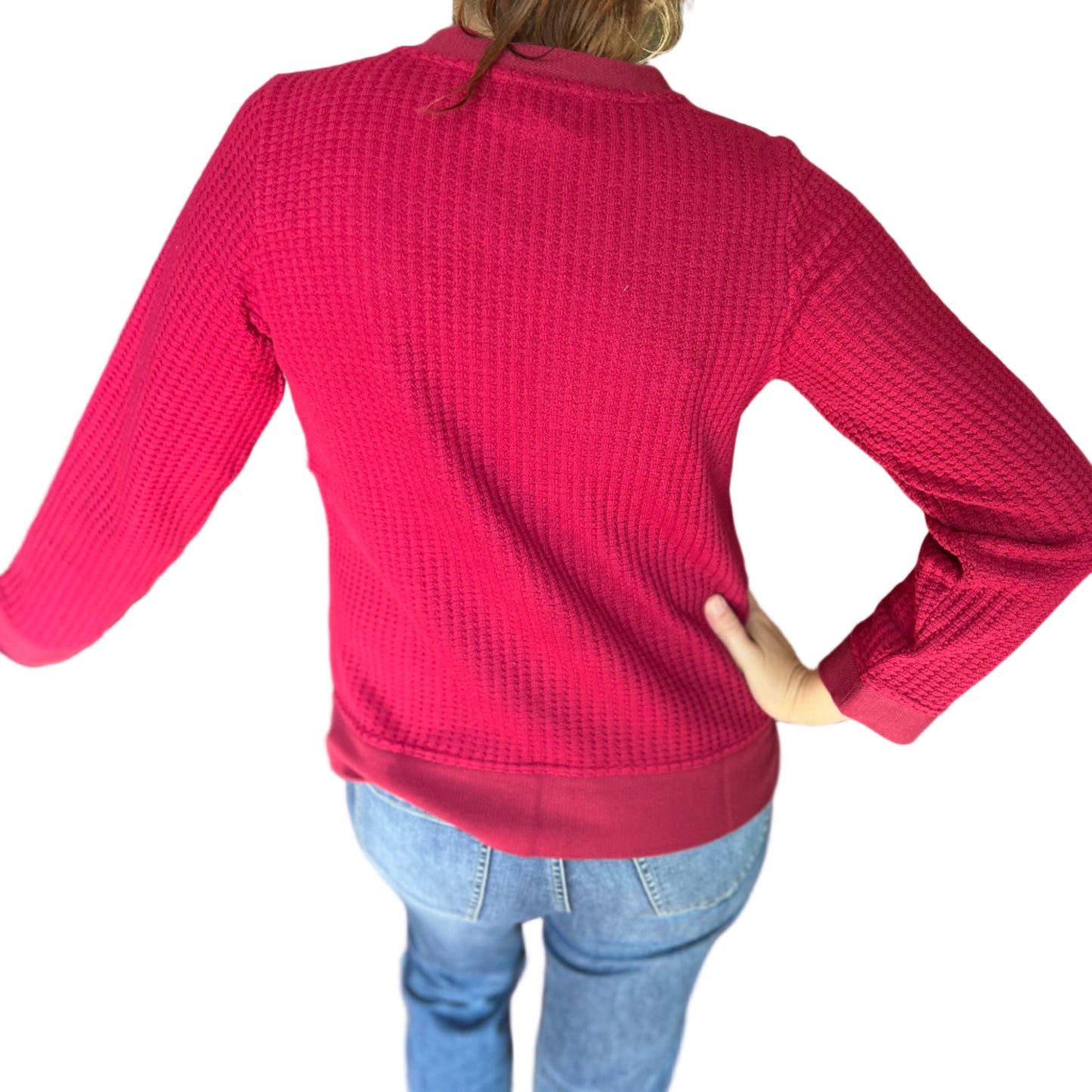 INSPIRED BY WILD PALMS WAFFLE KNIT TOP IN BERRY