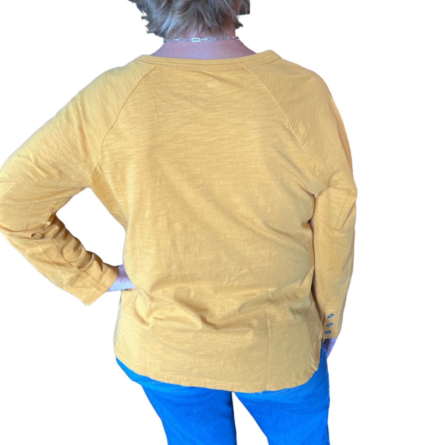 INSPIRED BY WILD PALMS MARIGOLD COLORED SLUB JERSEY