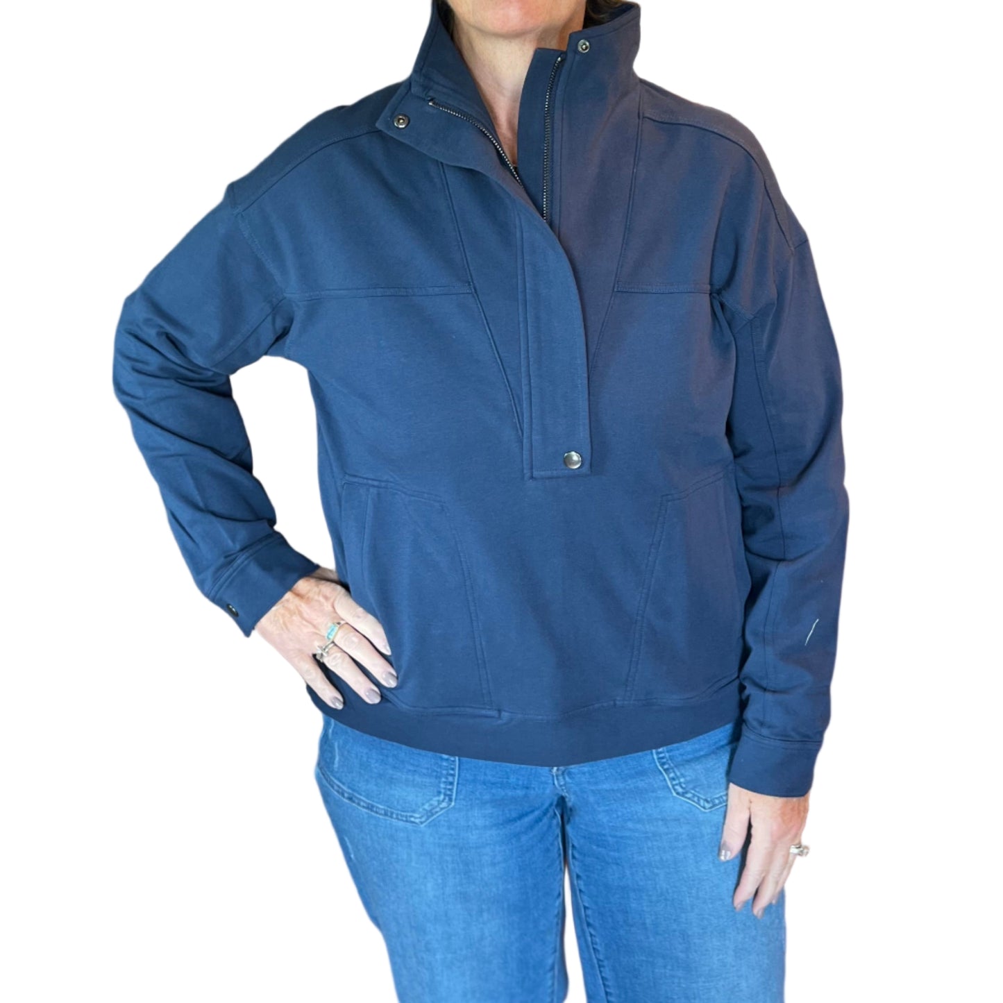 INSPIRED BY WILD PALMS NAVY HALF ZIP