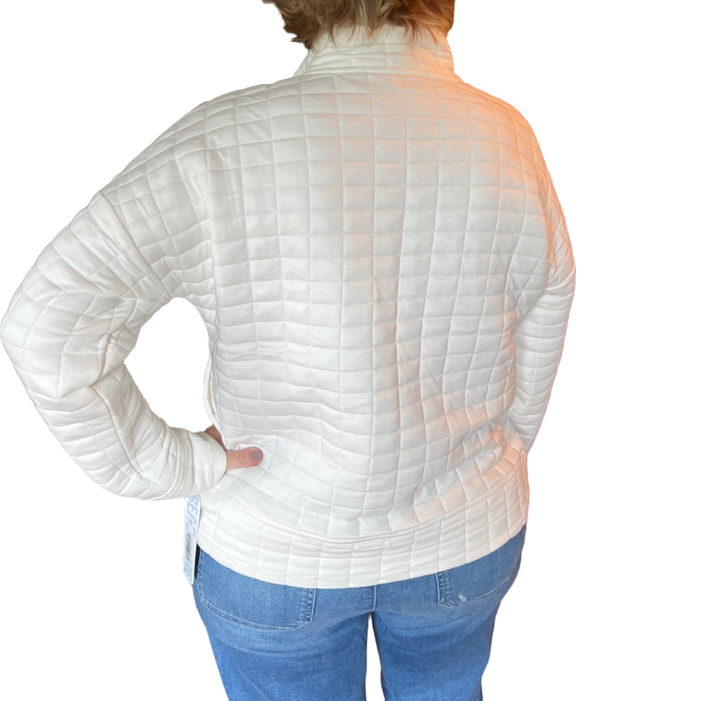 BEACH TIME BY LU LU B CREAM COLOR FULL ZIP PUFF QUILTED JACKET