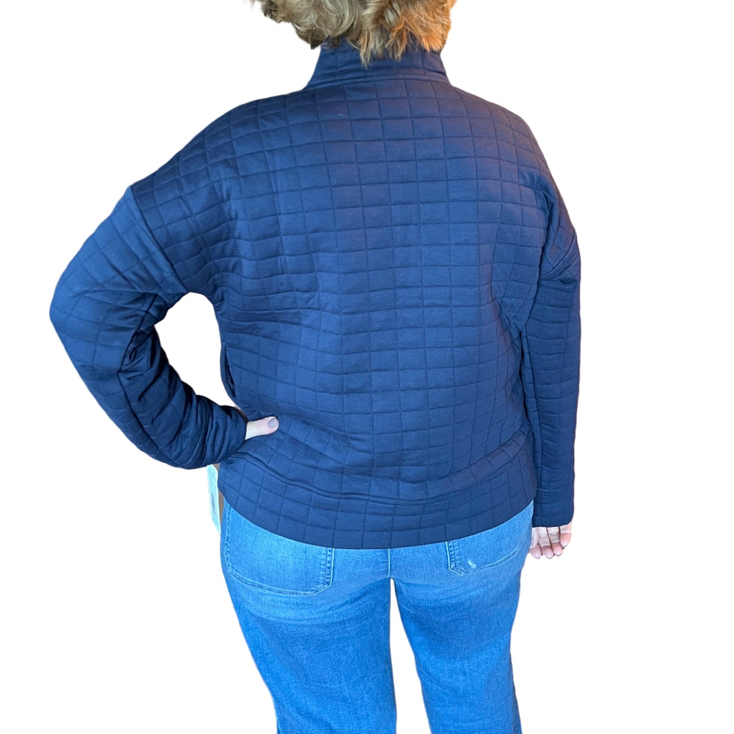 BEACH TIME BY LU LU B NAVY PILLOW QUILT FULL ZIP JACKET