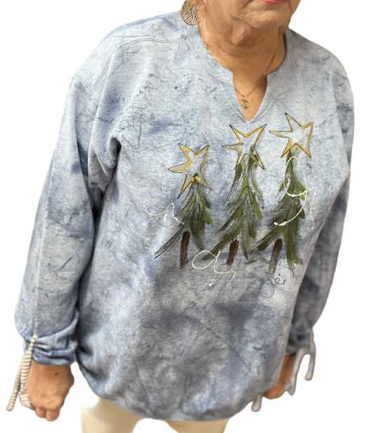 KUNKY'S HANDPAINTED WINTER TREES SWEATSHIRT