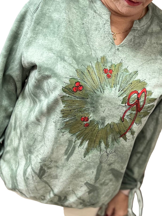 KUNKY'S HANDPAINTED WREATH SWEATSHIRT
