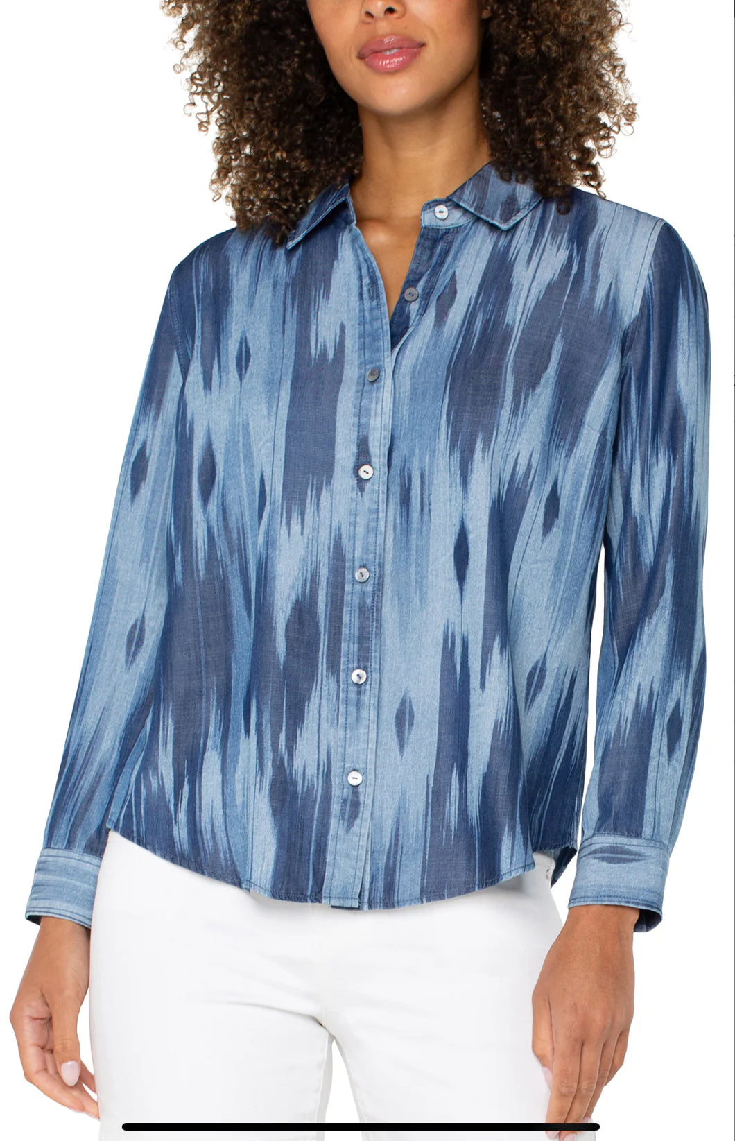 LIVERPOOL TENCEL WATERCOLOR LONG SLEEVE