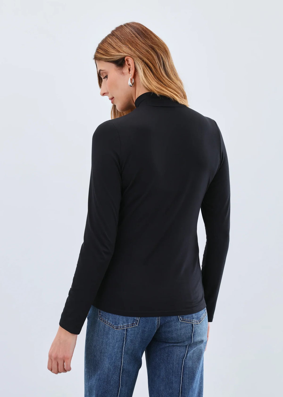 FDJ LONG SLEEVE MOCK NECK BLACK TOP