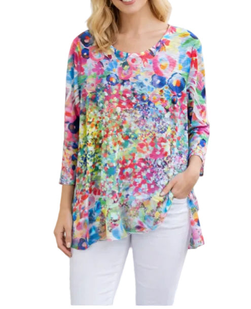 JESS & JANE THREE QUARTER SLEEVE FUN COLOR TOP