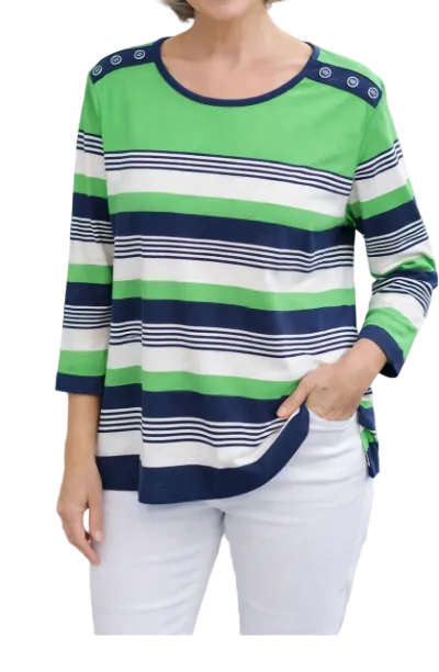 LINKS GRENN/WHITE/BLUE STRIPED TOP