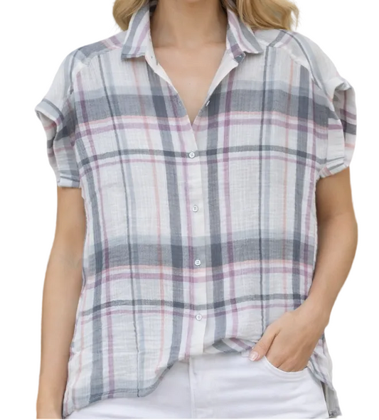 NORTH RIVER SHORT SLEEVE GAUZE TOP