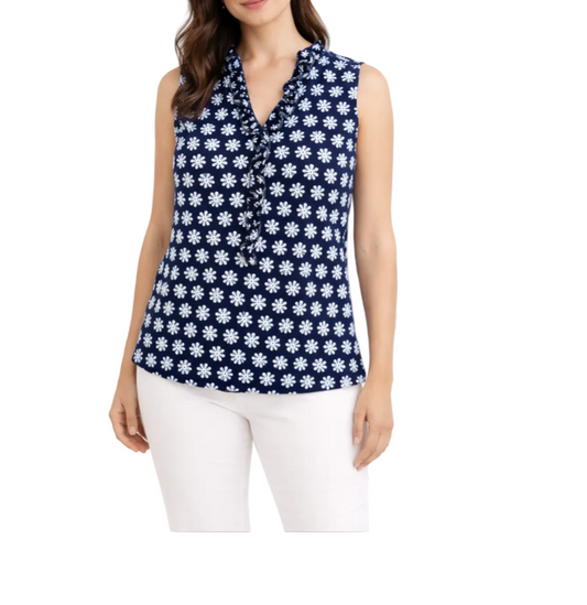 BEACH TIME BY LU LU B SLEEVELESS FLOWER PRINT TOP