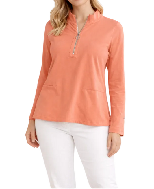 INSPIRED BY WILD PALMS TANGELO HALF ZIP PULL OVER