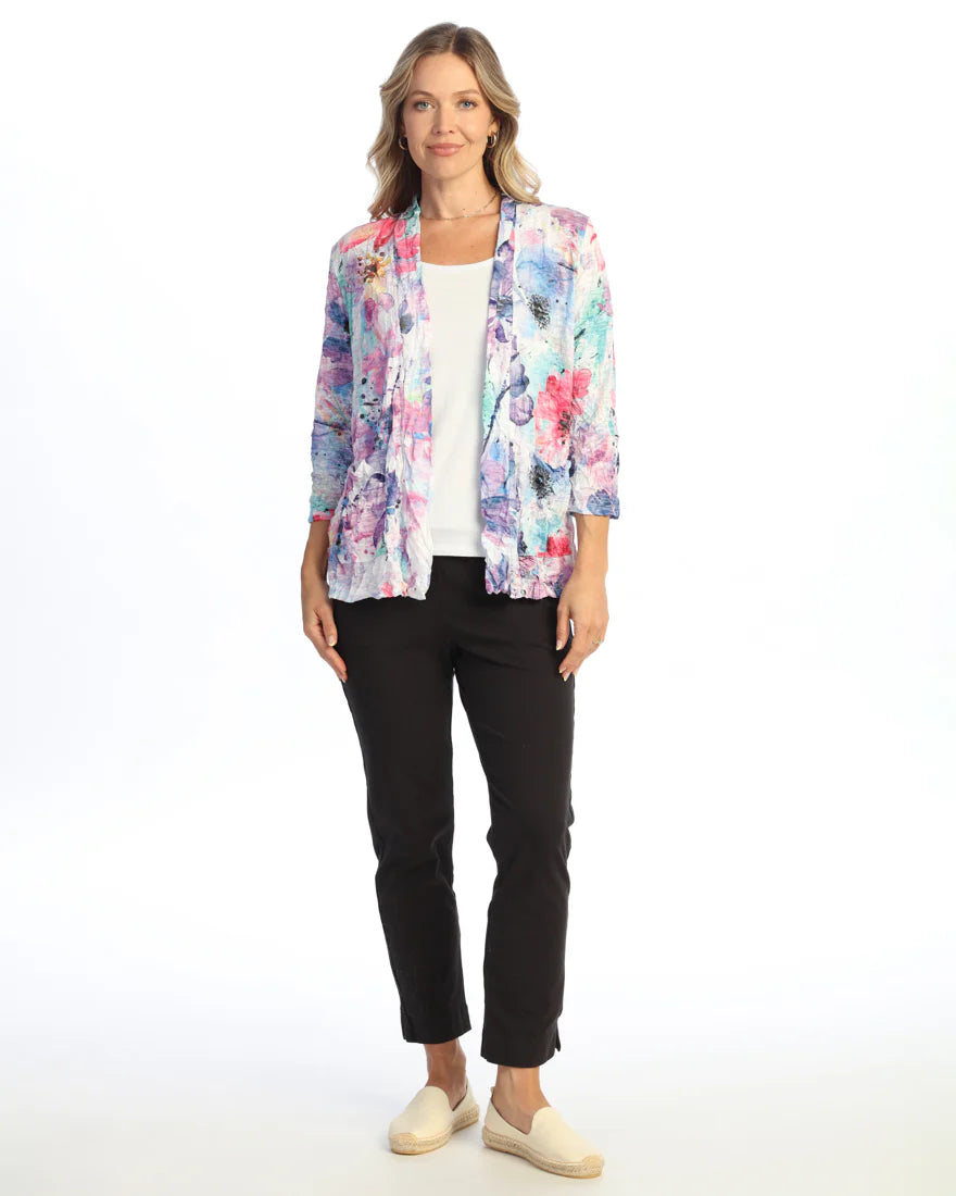 JESS & JANE CRUSHED OPEN CARDIGAN WITH 3/4 SLEEVES AND POCKETS