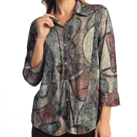 JESS & JANE BUTTON DOWN 3/4 SLEEVE