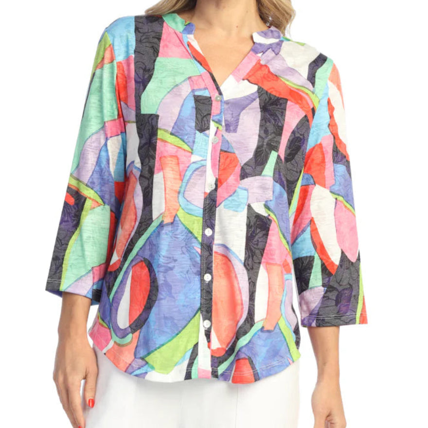 JESS & JANE MANDARIN COLLAR BUTTON DOWN