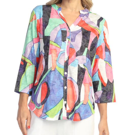 JESS & JANE MANDARIN COLLAR BUTTON DOWN