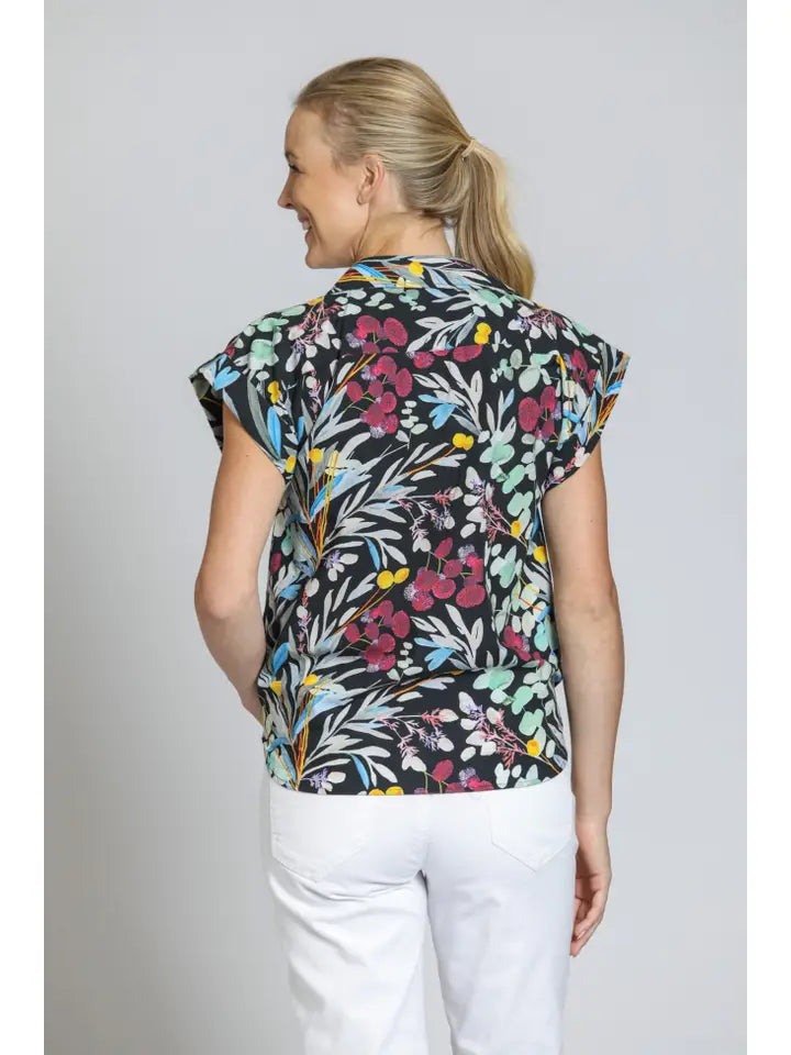 APNY PRINTED WRAP HI LO BLOUSE