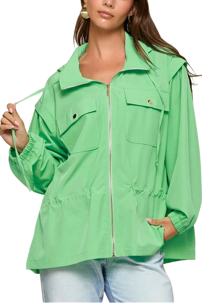 DEAR SCARLETT SEAFOAM ZIP UP SPRING JACKET