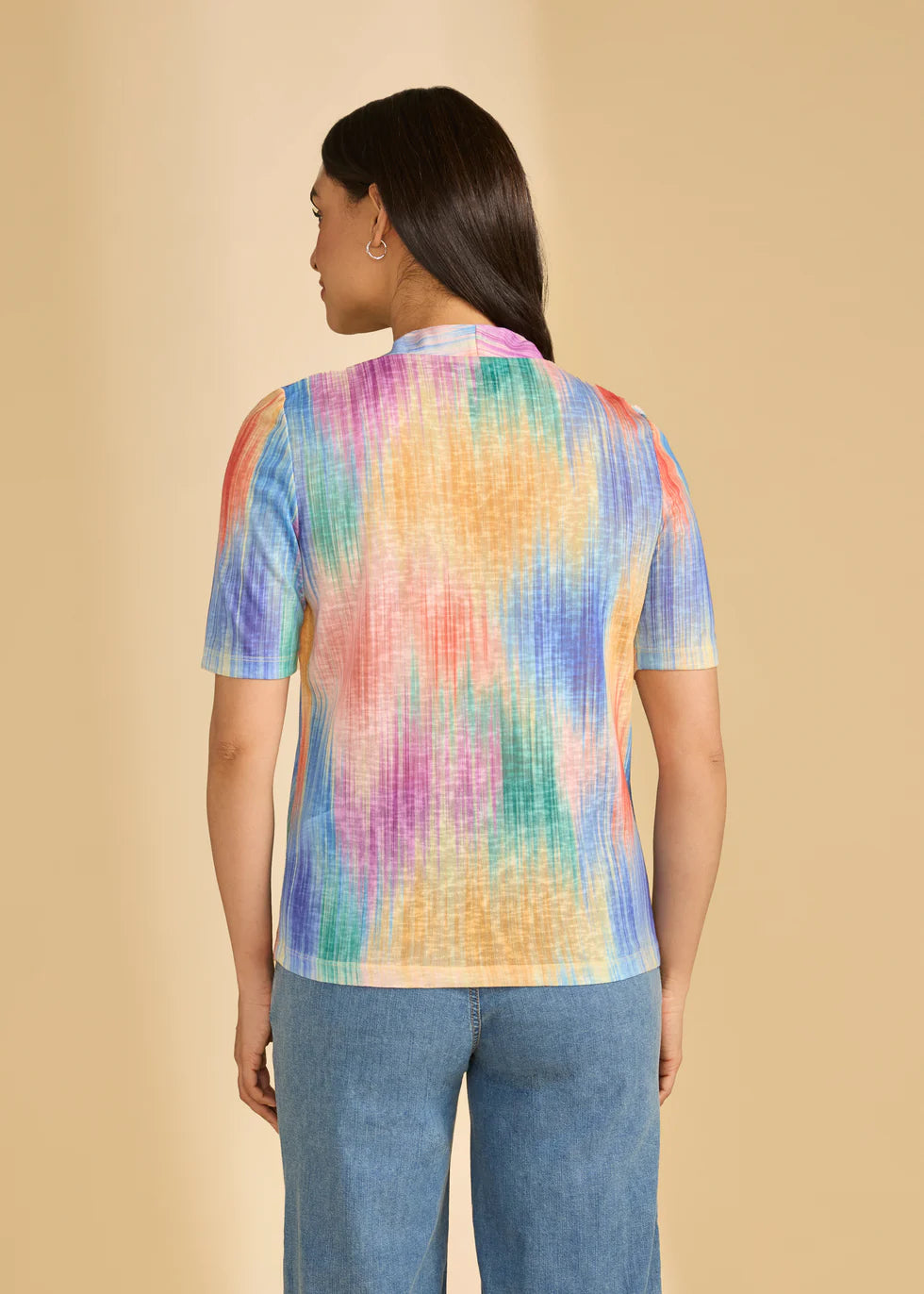 FDJ 3/4 SLEEVE V NECK TOP IN TROPICAL